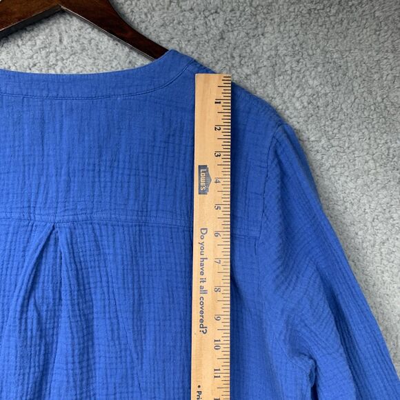 Soft Surroundings Shirt Womens 2X Blue Santorini Gauze Tunic Coastal Beachy - Picture 7 of 12